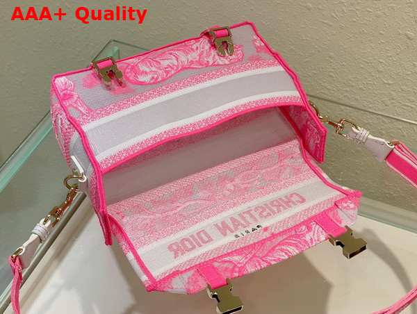 Dior Small Diorcamp Bag Transparent Canvas with Fluorescent Pink Toile de Jouy Embroidery Replica