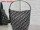 Dior Small Diorstar Bucket Bag in Blue Dior Oblique Jacquard Replica