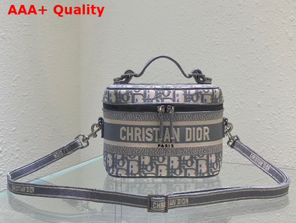 Dior Small Diortravel Vanity Case Gray Dior Oblique Embroidery Replica