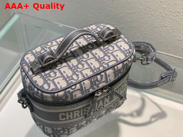 Dior Small Diortravel Vanity Case Gray Dior Oblique Embroidery Replica