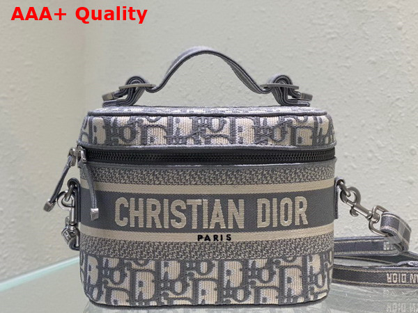 Dior Small Diortravel Vanity Case Gray Dior Oblique Embroidery Replica