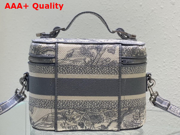 Dior Small Diortravel Vanity Case Gray Toile de Jouy Embroidery Replica