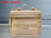 Dior Small Diortravel Vanity Case Multicolor Striped Embroidery Replica