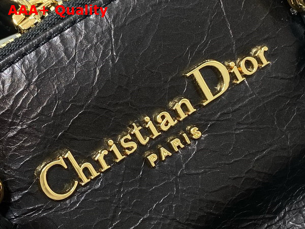 Dior Small Grand Tour Bowling Bag in Black Crinkled Calfskin Replica