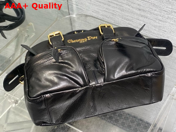 Dior Small Grand Tour Bowling Bag in Black Crinkled Calfskin Replica