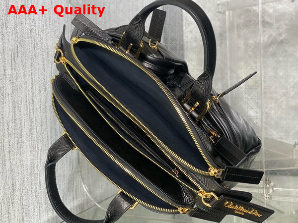 Dior Small Grand Tour Bowling Bag in Black Crinkled Calfskin Replica