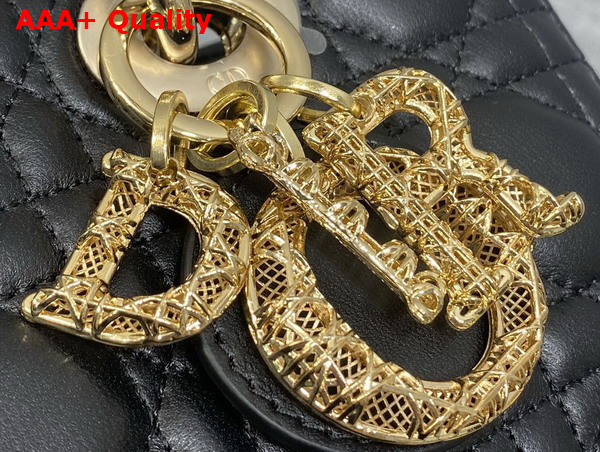 Dior Small Lady D Joy Bag in Black Cannage Lambskin Metal DIOR Charms with a Finely Carved Openwork Cannage Motif Replica