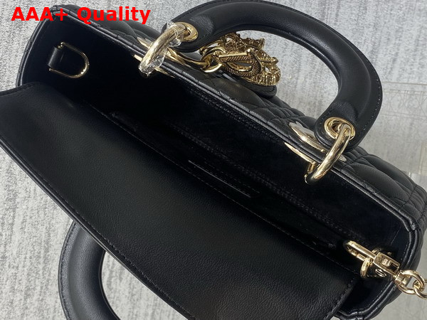 Dior Small Lady D Joy Bag in Black Cannage Lambskin Metal DIOR Charms with a Finely Carved Openwork Cannage Motif Replica