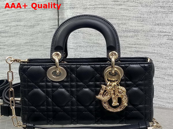 Dior Small Lady D Joy Bag in Black Cannage Lambskin Metal DIOR Charms with a Finely Carved Openwork Cannage Motif Replica
