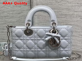 Dior Small Lady D Joy Bag in Ice Blue Cannage Lambskin with Leather Bow Replica