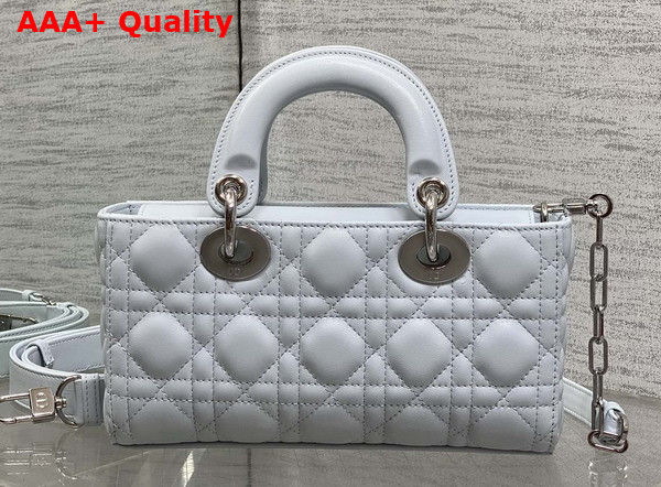 Dior Small Lady D Joy Bag in Ice Blue Cannage Lambskin with Leather Bow Replica
