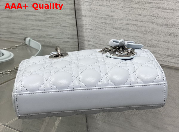 Dior Small Lady D Joy Bag in Ice Blue Cannage Lambskin with Leather Bow Replica
