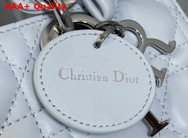 Dior Small Lady D Joy Bag in Ice Blue Cannage Lambskin with Leather Bow Replica