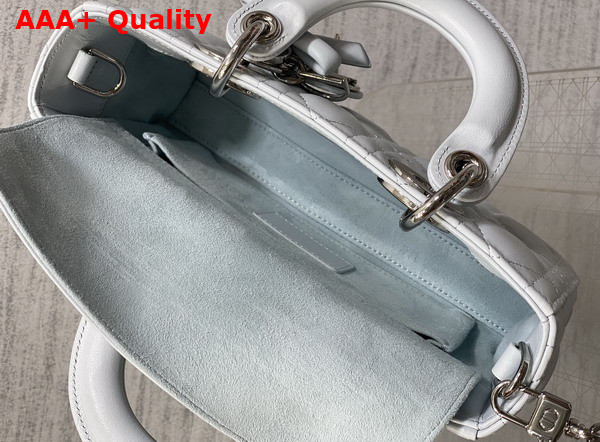 Dior Small Lady D Joy Bag in Ice Blue Cannage Lambskin with Leather Bow Replica