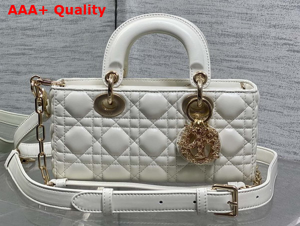 Dior Small Lady D Joy Bag in Latte Cannage Lambskin Metal DIOR Charms with a Finely Carved Openwork Cannage Motif Replica