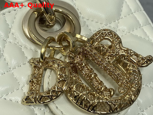 Dior Small Lady D Joy Bag in Latte Cannage Lambskin Metal DIOR Charms with a Finely Carved Openwork Cannage Motif Replica