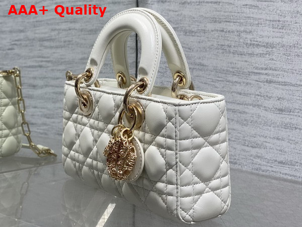 Dior Small Lady D Joy Bag in Latte Cannage Lambskin Metal DIOR Charms with a Finely Carved Openwork Cannage Motif Replica