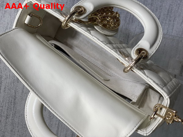 Dior Small Lady D Joy Bag in Latte Cannage Lambskin Metal DIOR Charms with a Finely Carved Openwork Cannage Motif Replica