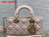 Dior Small Lady D Joy Bag in Powder Pink Cannage Lambskin Metal DIOR Charms with a Finely Carved Openwork Cannage Motif Replica