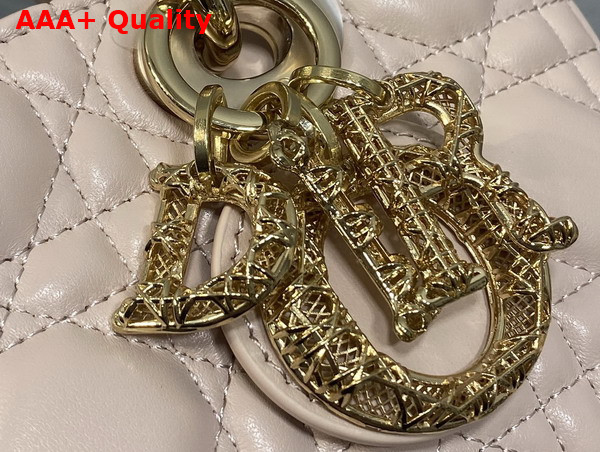 Dior Small Lady D Joy Bag in Powder Pink Cannage Lambskin Metal DIOR Charms with a Finely Carved Openwork Cannage Motif Replica