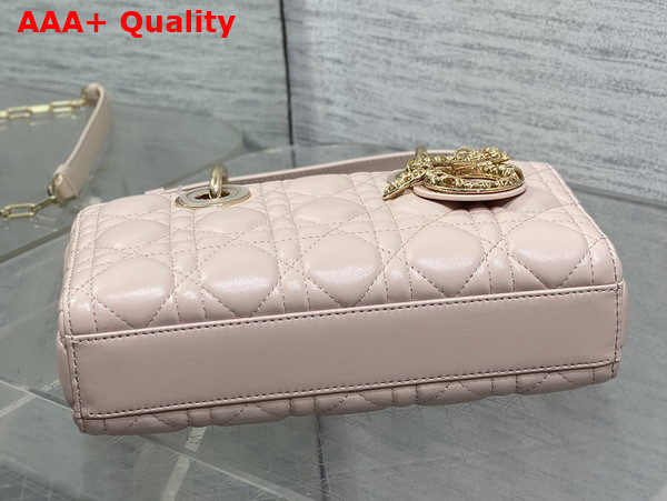 Dior Small Lady D Joy Bag in Powder Pink Cannage Lambskin Metal DIOR Charms with a Finely Carved Openwork Cannage Motif Replica