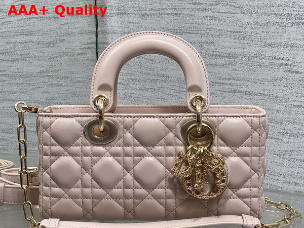 Dior Small Lady D Joy Bag in Powder Pink Cannage Lambskin Metal DIOR Charms with a Finely Carved Openwork Cannage Motif Replica