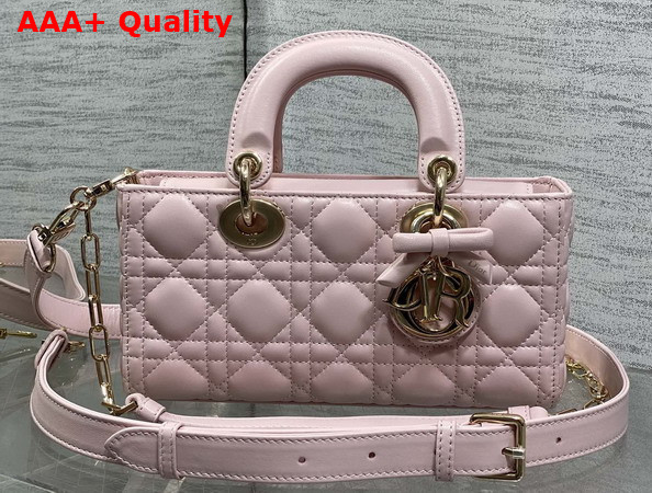 Dior Small Lady D Joy Bag in Sakura Pink Cannage Lambskin with Leather Bow Replica