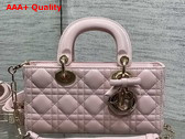 Dior Small Lady D Joy Bag in Sakura Pink Cannage Lambskin with Leather Bow Replica