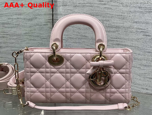 Dior Small Lady D Joy Bag in Sakura Pink Cannage Lambskin with Leather Bow Replica
