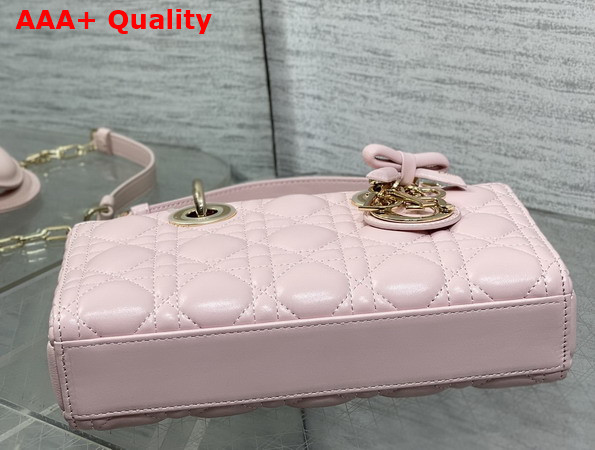 Dior Small Lady D Joy Bag in Sakura Pink Cannage Lambskin with Leather Bow Replica