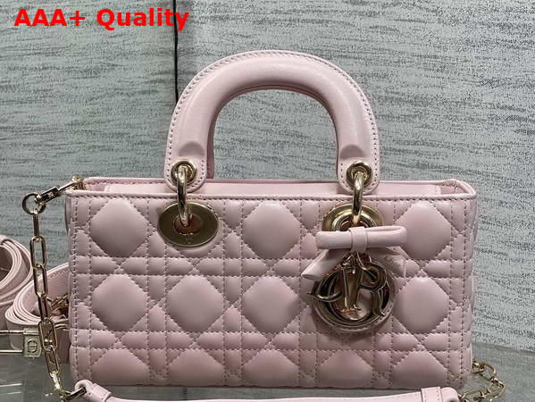 Dior Small Lady D Joy Bag in Sakura Pink Cannage Lambskin with Leather Bow Replica