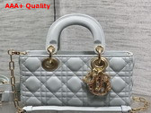 Dior Small Lady D Joy Bag in Sky Blue Cannage Lambskin Metal DIOR Charms with a Finely Carved Openwork Cannage Motif Replica