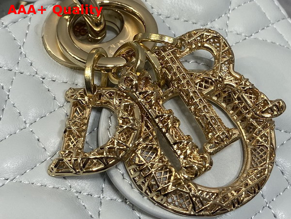 Dior Small Lady D Joy Bag in Sky Blue Cannage Lambskin Metal DIOR Charms with a Finely Carved Openwork Cannage Motif Replica