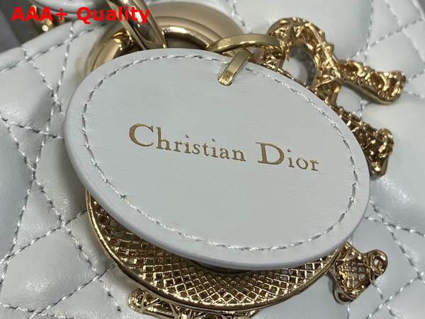Dior Small Lady D Joy Bag in Sky Blue Cannage Lambskin Metal DIOR Charms with a Finely Carved Openwork Cannage Motif Replica