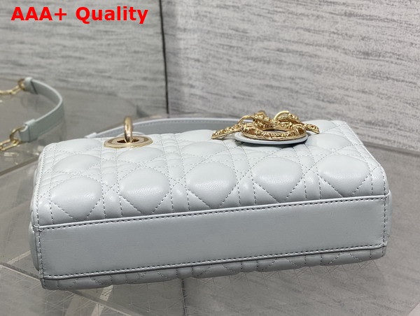 Dior Small Lady D Joy Bag in Sky Blue Cannage Lambskin Metal DIOR Charms with a Finely Carved Openwork Cannage Motif Replica