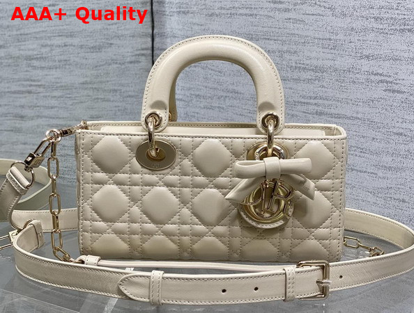 Dior Small Lady D Joy Bag in Trench Cannage Lambskin with Leather Bow Replica