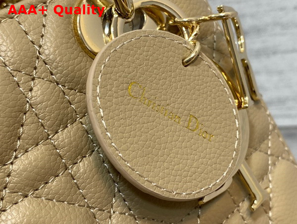 Dior Small Lady Dior Bag in Beige Grained Cannage Calfskin Gold Hardware Replica