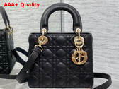 Dior Small Lady Dior Bag in Black Grained Cannage Calfskin Gold Hardware Replica