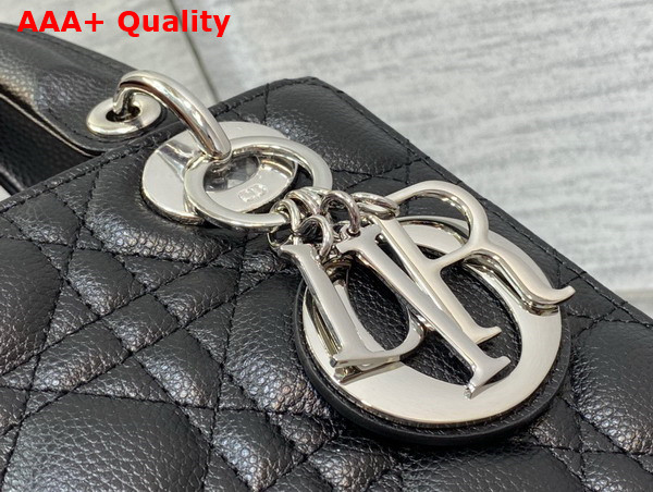 Dior Small Lady Dior Bag in Black Grained Cannage Calfskin Silver Hardware Replica