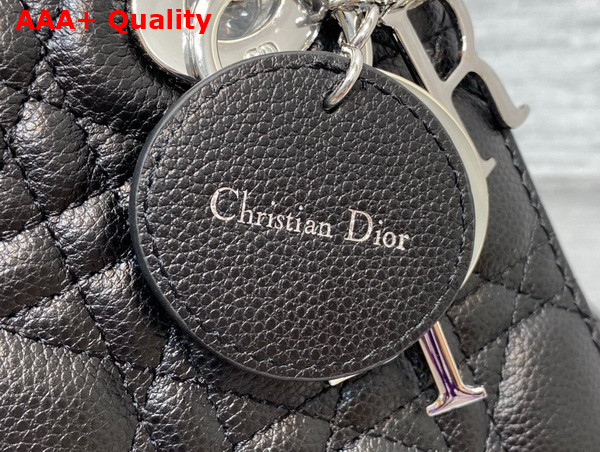 Dior Small Lady Dior Bag in Black Grained Cannage Calfskin Silver Hardware Replica