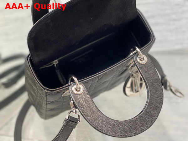 Dior Small Lady Dior Bag in Black Grained Cannage Calfskin Silver Hardware Replica