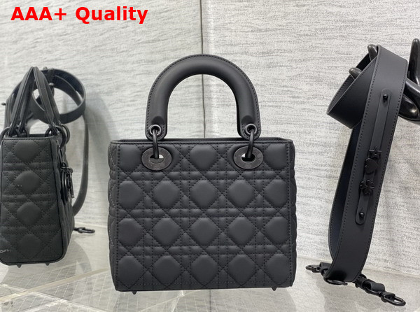 Dior Small Lady Dior Bag in Black Ultramatte Cannage Calfskin Replica