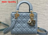 Dior Small Lady Dior Bag in Cloud Blue Cannage Lambskin with Resin DIOR Charms Replica