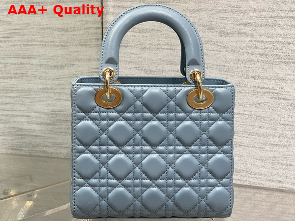 Dior Small Lady Dior Bag in Cloud Blue Cannage Lambskin with Resin DIOR Charms Replica