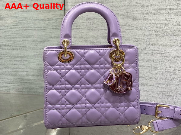 Dior Small Lady Dior Bag in Lilac Cannage Lambskin with Resin DIOR Charms Replica