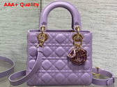 Dior Small Lady Dior Bag in Lilac Cannage Lambskin with Resin DIOR Charms Replica