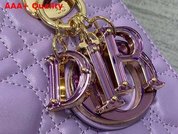 Dior Small Lady Dior Bag in Lilac Cannage Lambskin with Resin DIOR Charms Replica