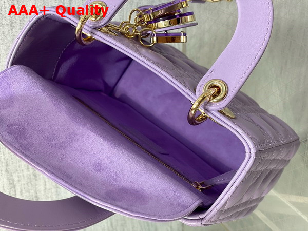 Dior Small Lady Dior Bag in Lilac Cannage Lambskin with Resin DIOR Charms Replica