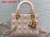 Dior Small Lady Dior Bag in Pale Pink Cannage Lambskin with Resin DIOR Charms Replica