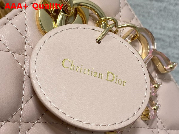 Dior Small Lady Dior Bag in Pale Pink Cannage Lambskin with Resin DIOR Charms Replica
